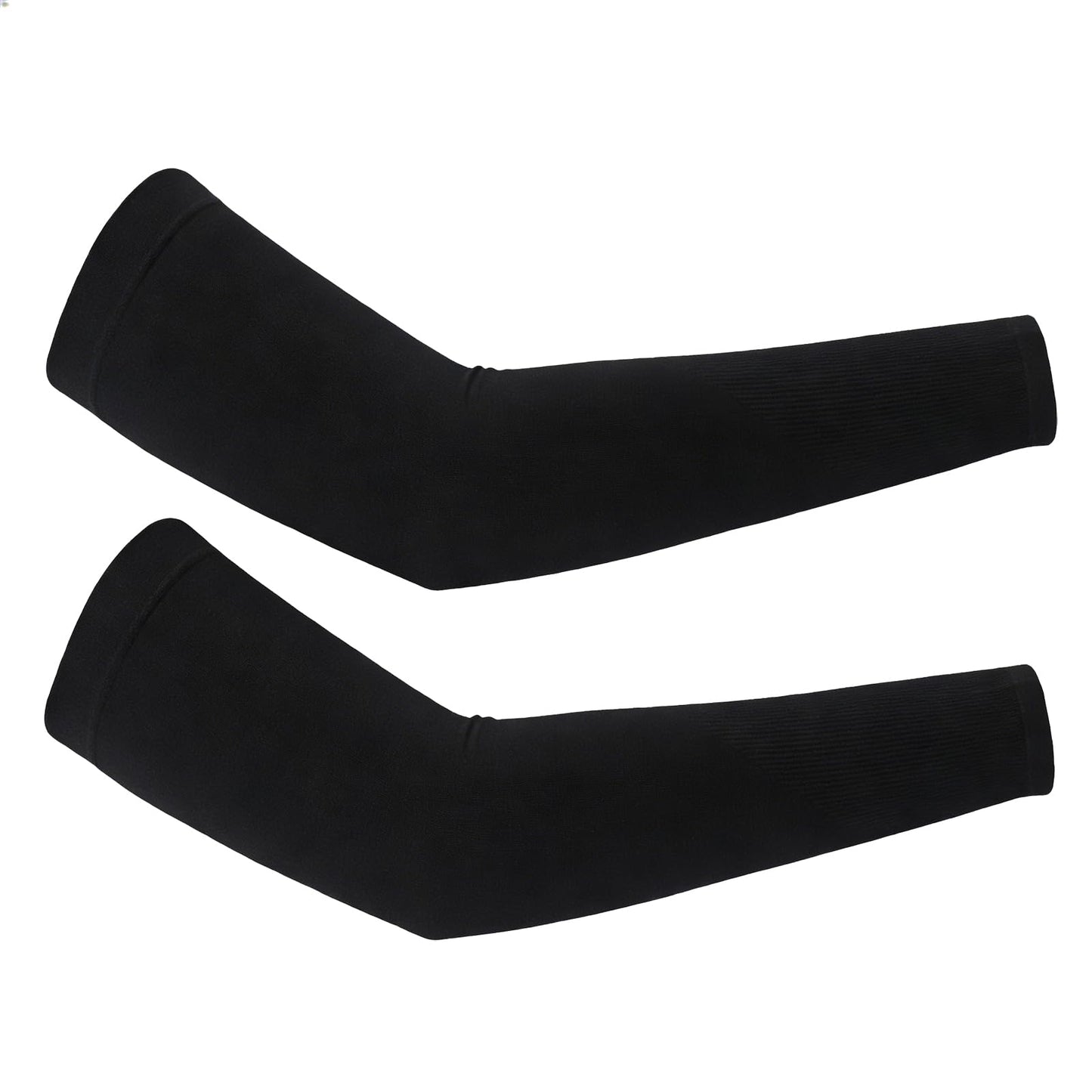 JUSDIQIR UV Sun Protection Cooling Arm Sleeves Compression,Outdoor Sports Compression Arm Sleeve for Men Women Teenager (Black 1 Pair)