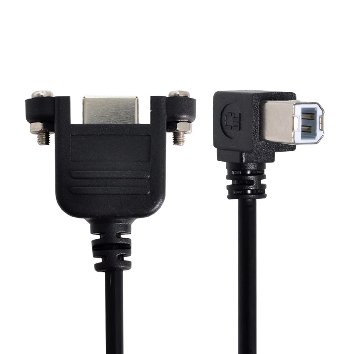CY 100cm 90 USB Type-B Male to Female Extension Cable Right Angled Degree with Screws Panel Mount for Printer Scanner