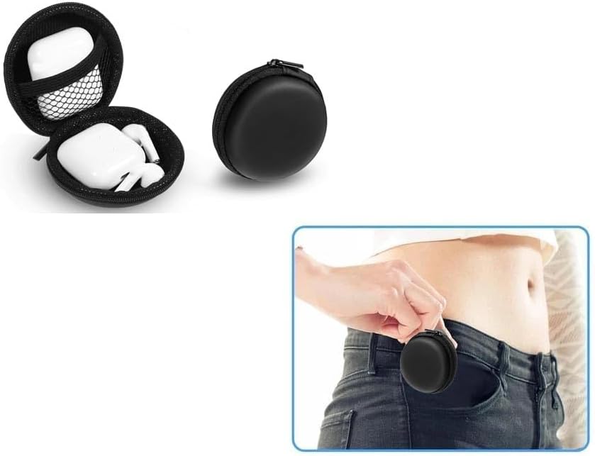 Tangseajiao 1 Pc Black Mini-Portable Hard Shell Earbuds Case, Round Earphone Carrying Case Storage Bag, Hard EVA