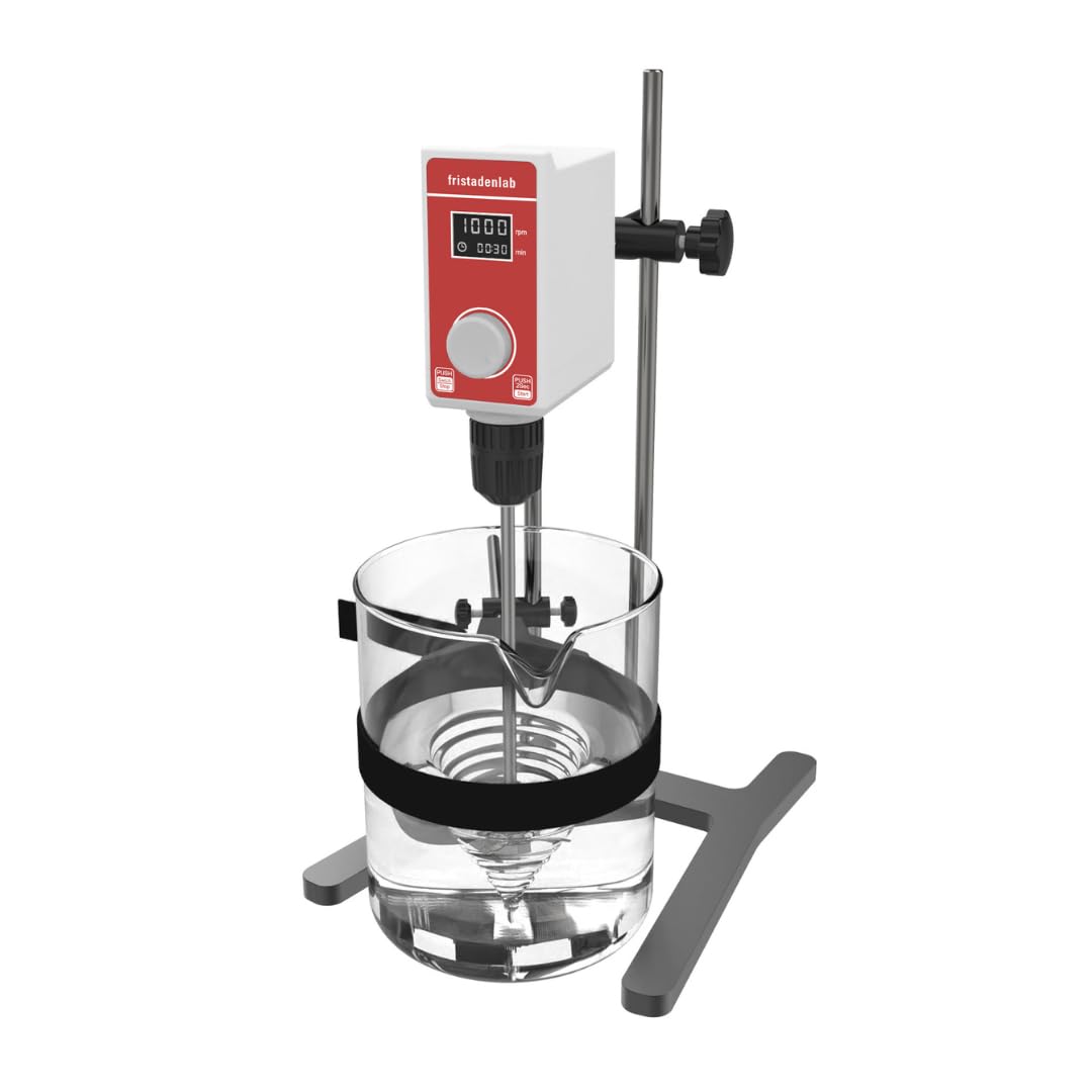 Fristaden Lab Digital Overhead Stirrer – 10L Capacity - up to 8,000mPa·s Viscosity - Mixer for Viscous Liquids - 100-1200rpm with Stand & Stirring Rod
