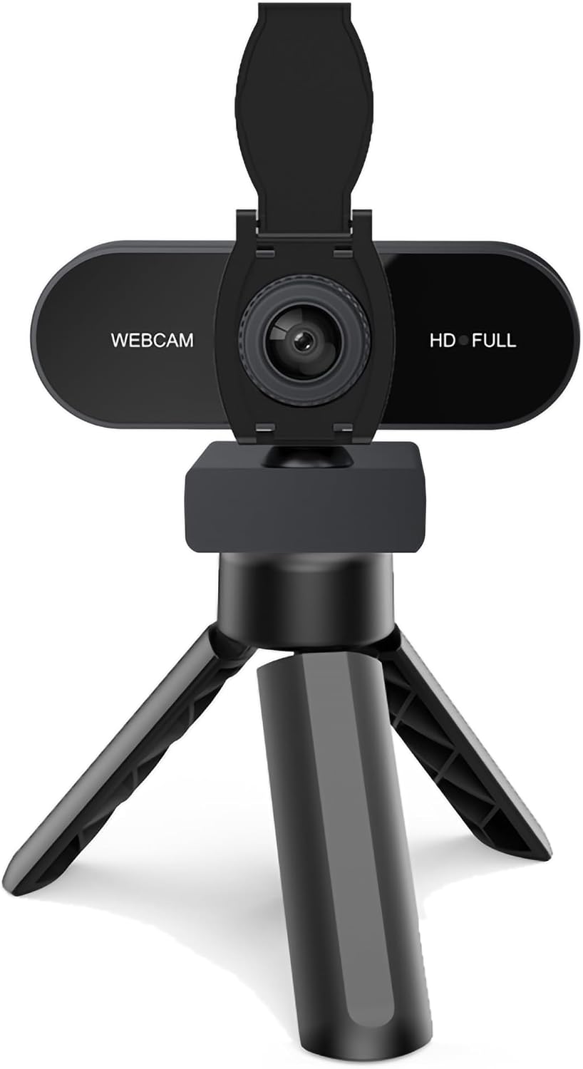 TOYAYAYO 1080P (1080p) HD Webcam with Microphone, Noise Cancellation, Privacy Cover, Wide-Angle Lens, Auto Light
