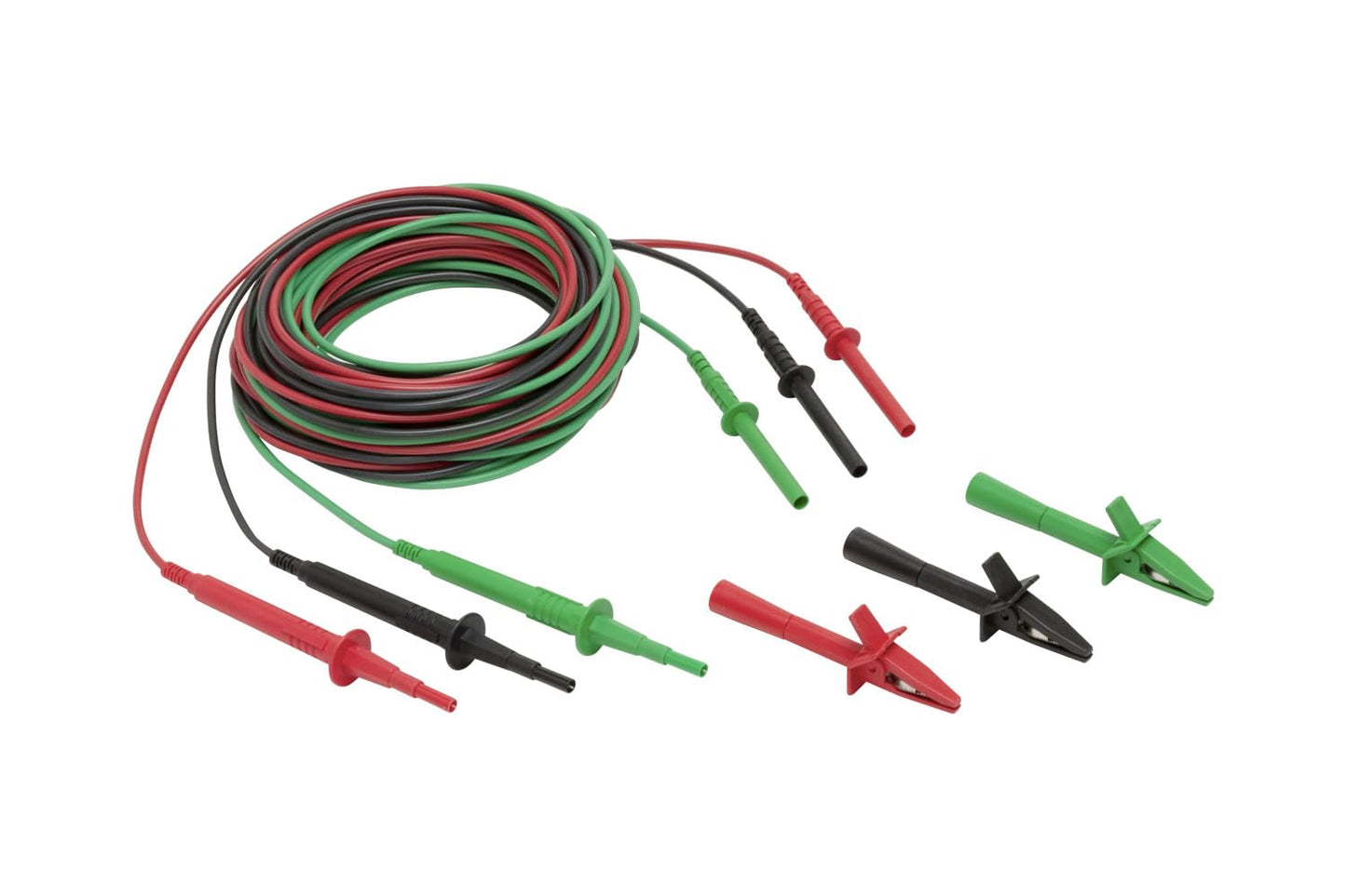 Fluke TL1550EXT 3 Piece Extended Test Lead Set with Alligator Clips, 5000V DC Voltage, 20A Current, 300" Cable Length