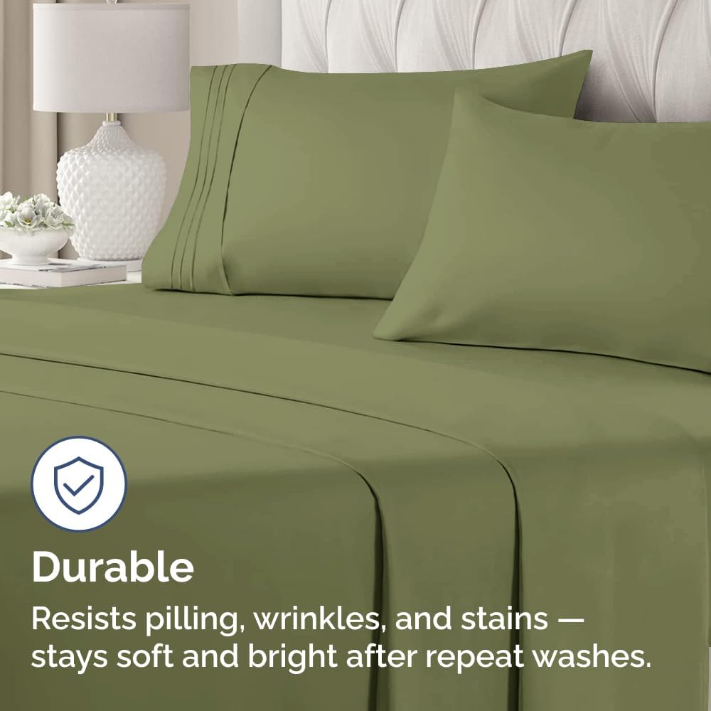Queen Pillow Cases by [Brand Name] - Ultra Soft Hotel Quality - Wrinkle-Free & Fade Resistant - 4 Piece Set in Sage Green