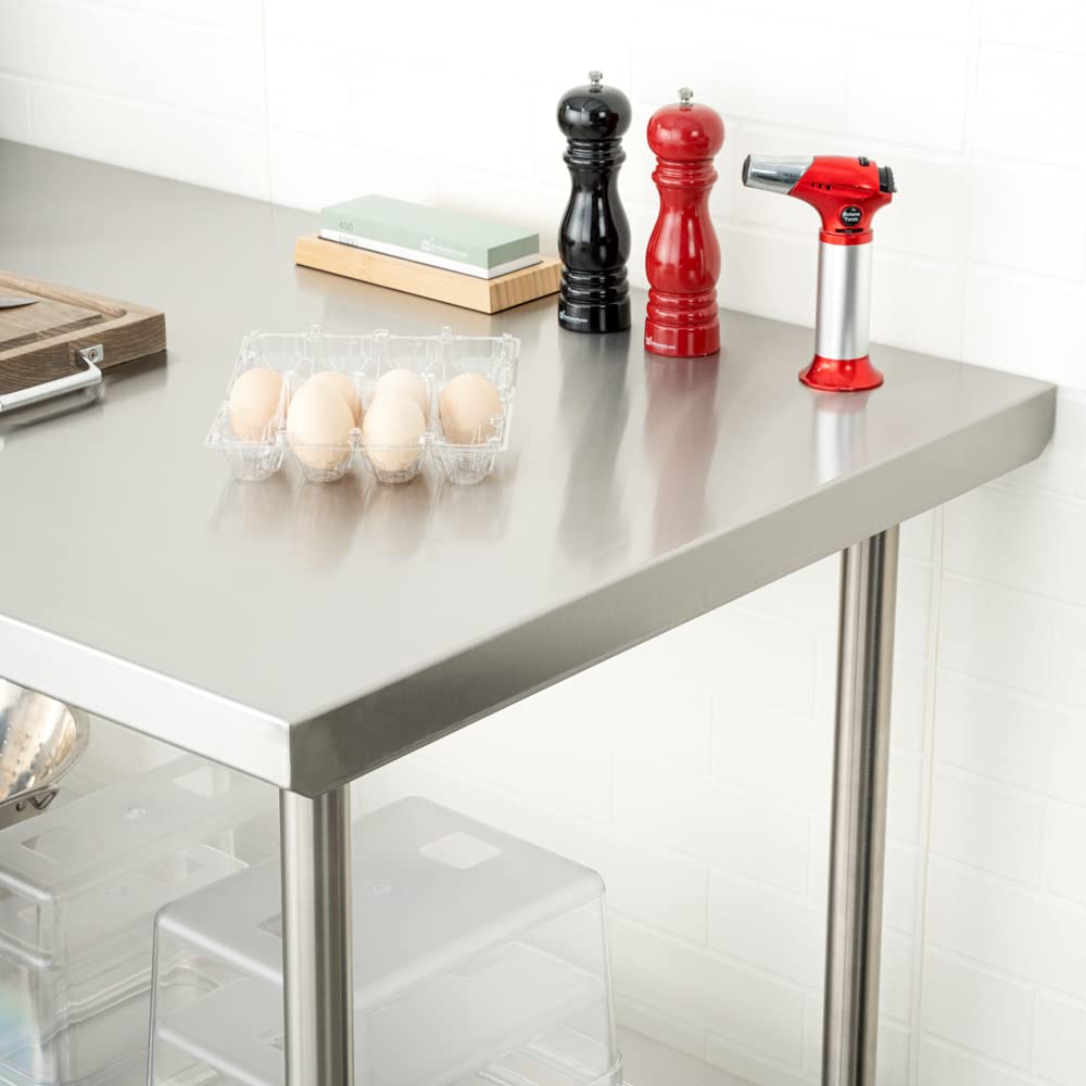 Restaurantware-Kitchen Tek 60x30 Inch Stainless Steel Table,1 Commercial Work Table - Galvanized Legs & Undershelf,Adjustable Feet,Stainless Steel 304 Metal Table,Great For Food Prep,For Home Or Hotel