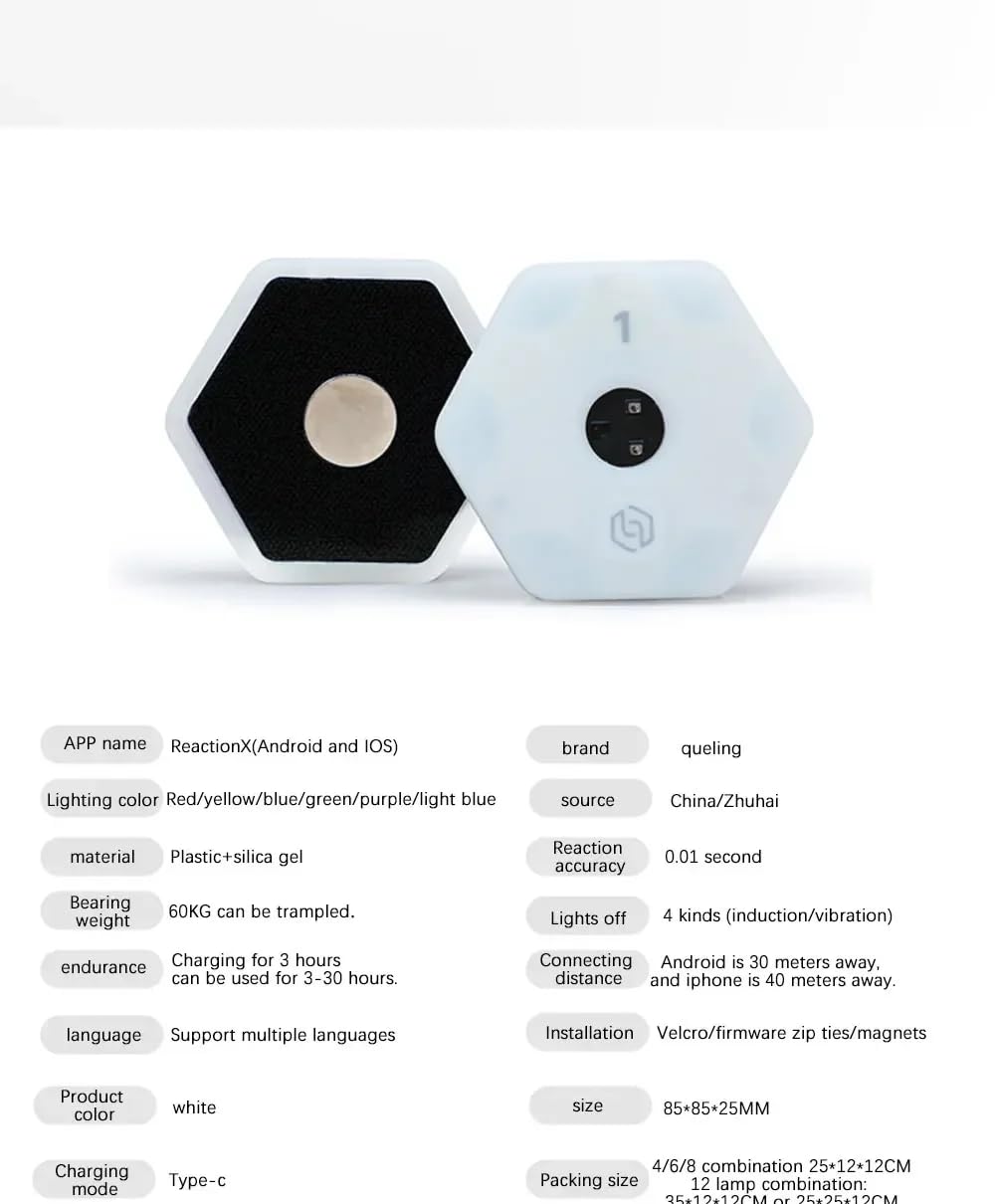 GUNXYUC Reaction Time Training Lights, Hand Eye Coordination Soccer Training for Improve Speed Focus, Reflex Training Equipment for Football Players Sports Trainer (4)