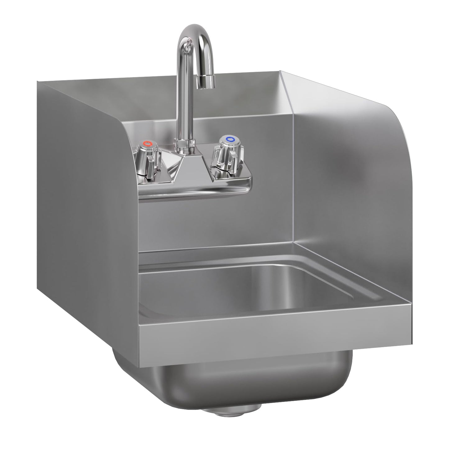 AmGood Stainless Steel Wall Mount Hand Sink | NSF | Commercial Hand Washing Basin For Restaurant, Kitchen and Home (12" x 16" with Sidesplash)