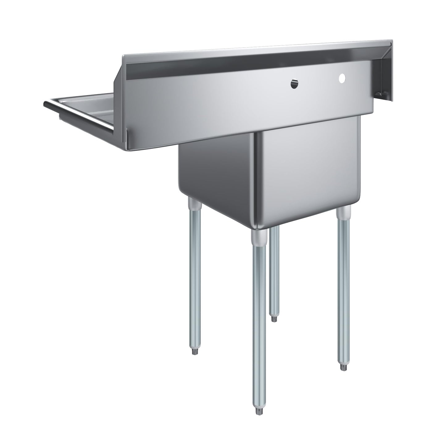 39 in. x 23.5 in. Stainless Steel One Compartment Sink with 18 in. x 18 in. Bowl and 18 in. Right Drainboard. NSF
