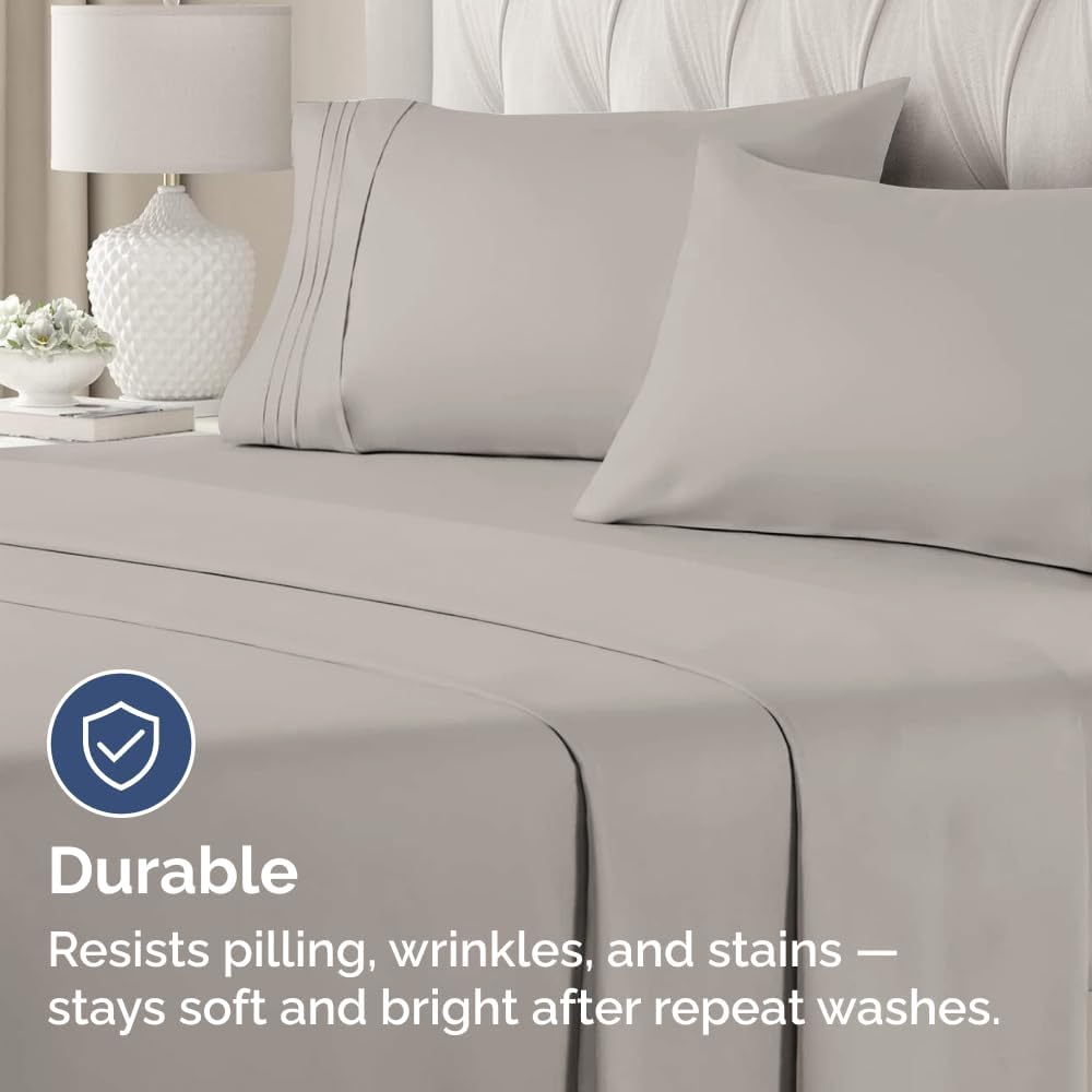 Skiennix Standard Pillow Cases Set of 4 | Ultra Soft Hotel Quality Covers - Light Grey, Machine Washable