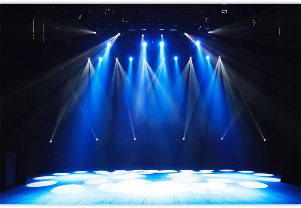 Leowefowa 10x8ft Vinyl Stage Concert Backdrop Spotlight Lights Night Club Photo Background Let's Glow Crazy Theme Party