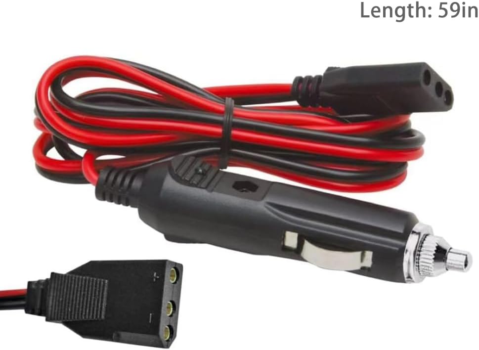 WoTravelPaL 3-Pin 2-Wire 16AWG 59 Inch, CB Radio Power Cord with Cigarette Lighter Plug, Fused Cable, Heavy-Duty Copper
