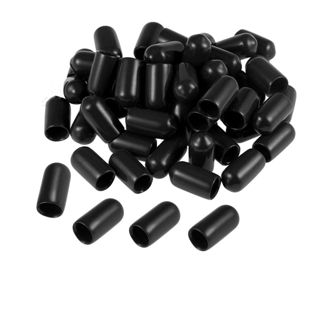 QLXHBOT Vinyl Flexible End Caps, Round Rubber End Caps, Black Bolt Screw Thread Protector Safety Cover 1/4"(6.5mm) 60pcs