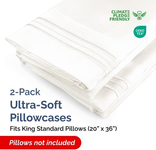 King Standard Pillow Cases - Soft Hotel Quality Covers, Fade & Wrinkle Resistant - 2 Piece Set in Antique White