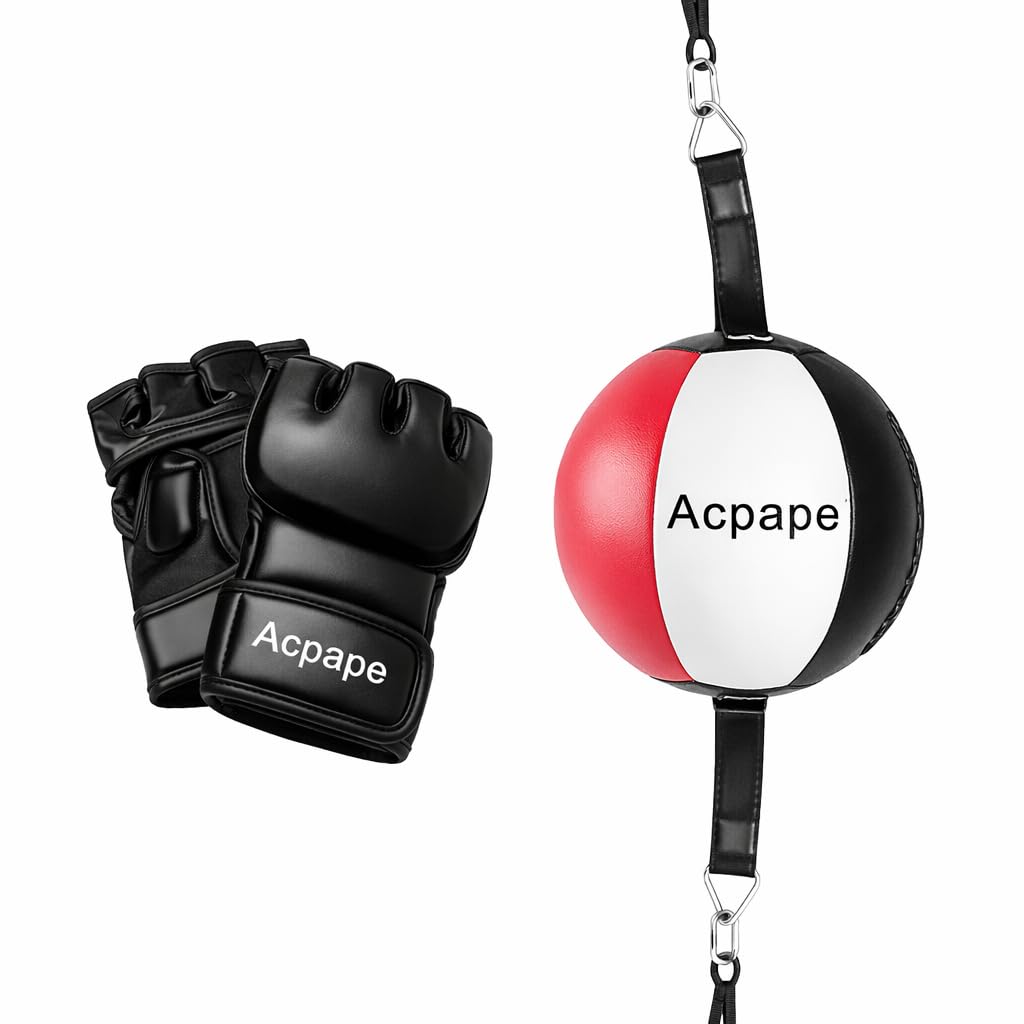 Acpape Double End Boxing Bag with Boxing Gloves - Premium Punching Bag for Speed and Reflex Training - Durable Boxing Bag for Home Workouts and Professional Training Sessions