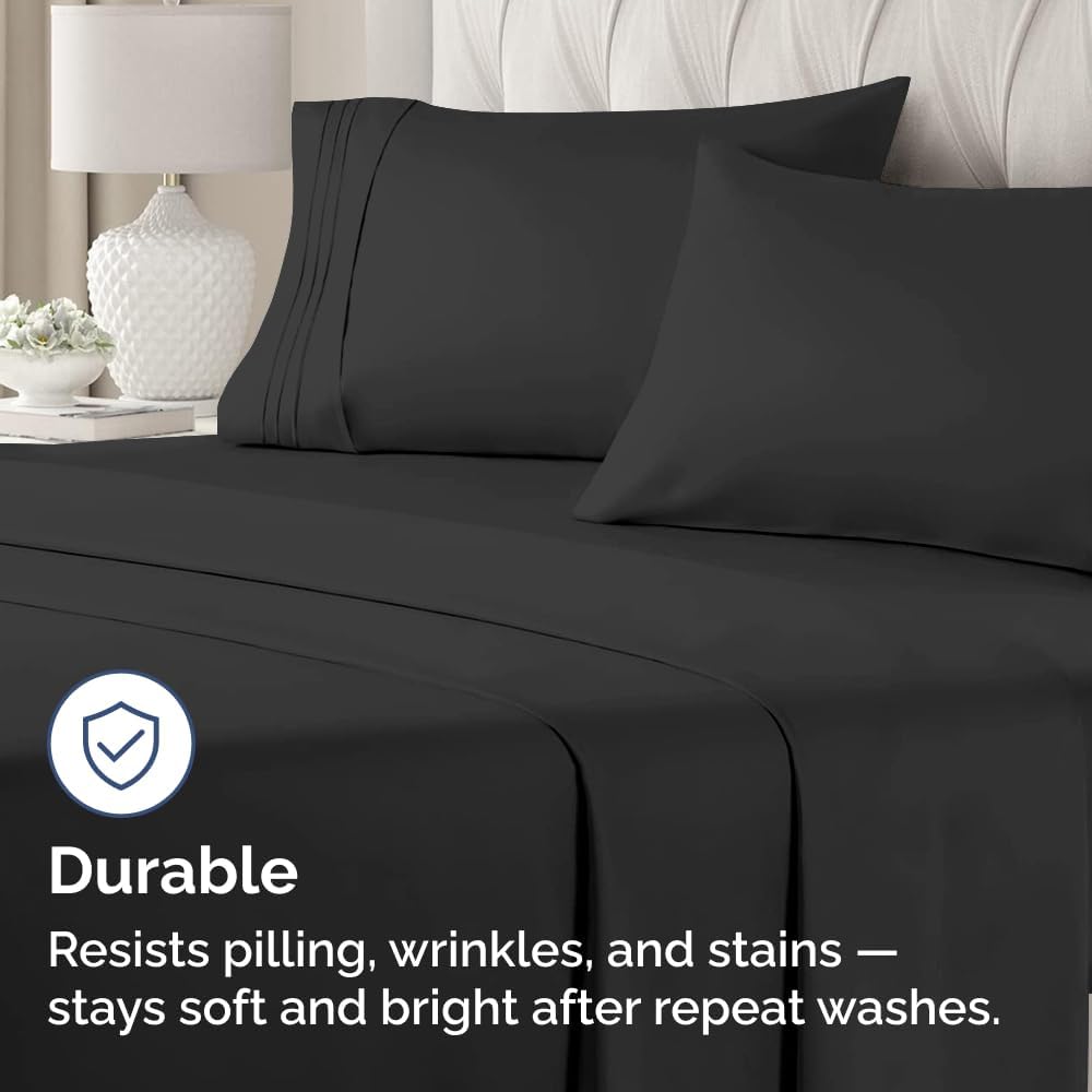Queen Pillow Cases by [Brand Name] - Ultra Soft Hotel Quality Covers | Wrinkle-Free & Fade Resistant - 4 Piece Set in Black