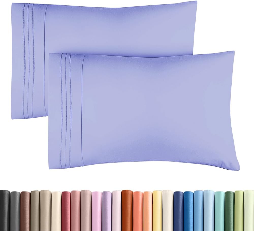 Skiennix Standard Pillow Cases Set of 2 - Ultra-Soft Hotel Quality - Comfy, Wrinkle-Free & Stain Resistant - Lavender