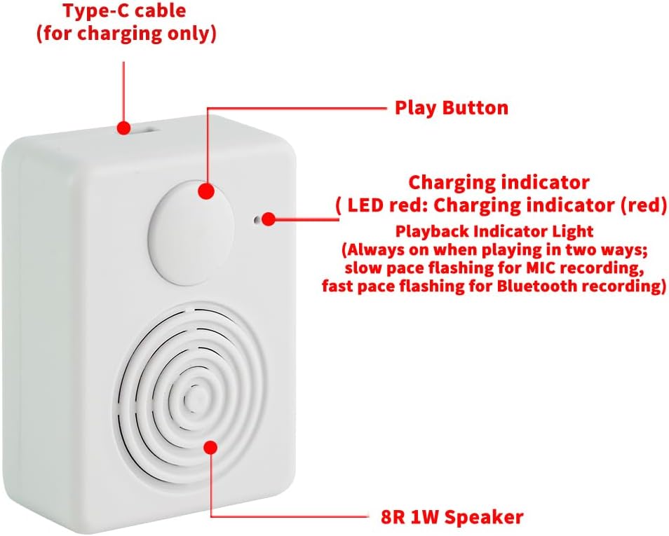 XLW Box,16MB Speaker,16 Voice Recorder Box, Support Bluetooth & MIC Recording Audio Sound Module with Min Easy Sound
