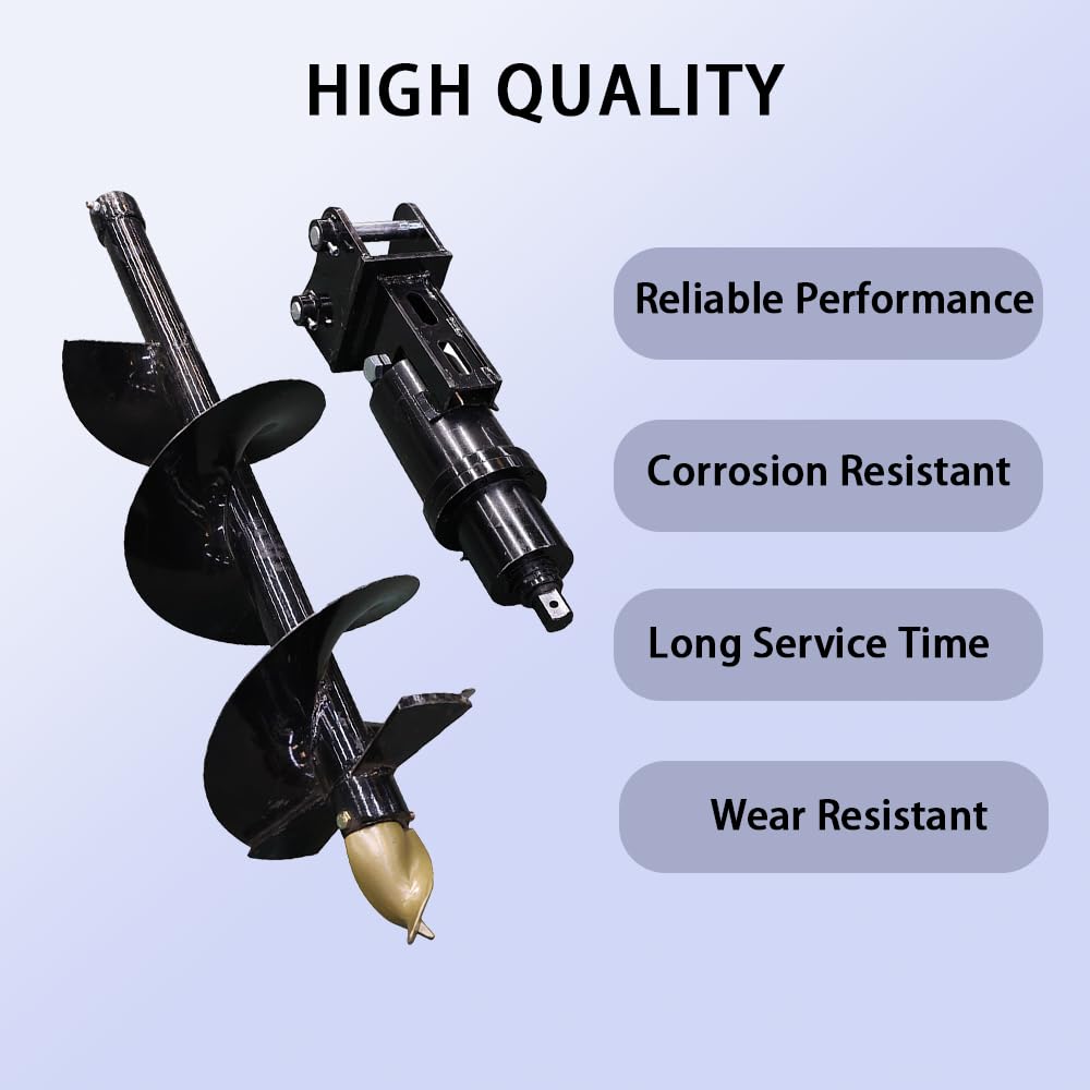 ATTACHXPRO Mini Excavator Auger Drill Attachment For 0.8 to 1.5 Tons Diameter 200mm with 2 Hydraulic Hoses,or Digging Holes, Drilling Pilesf Planting (200mm+300mm)