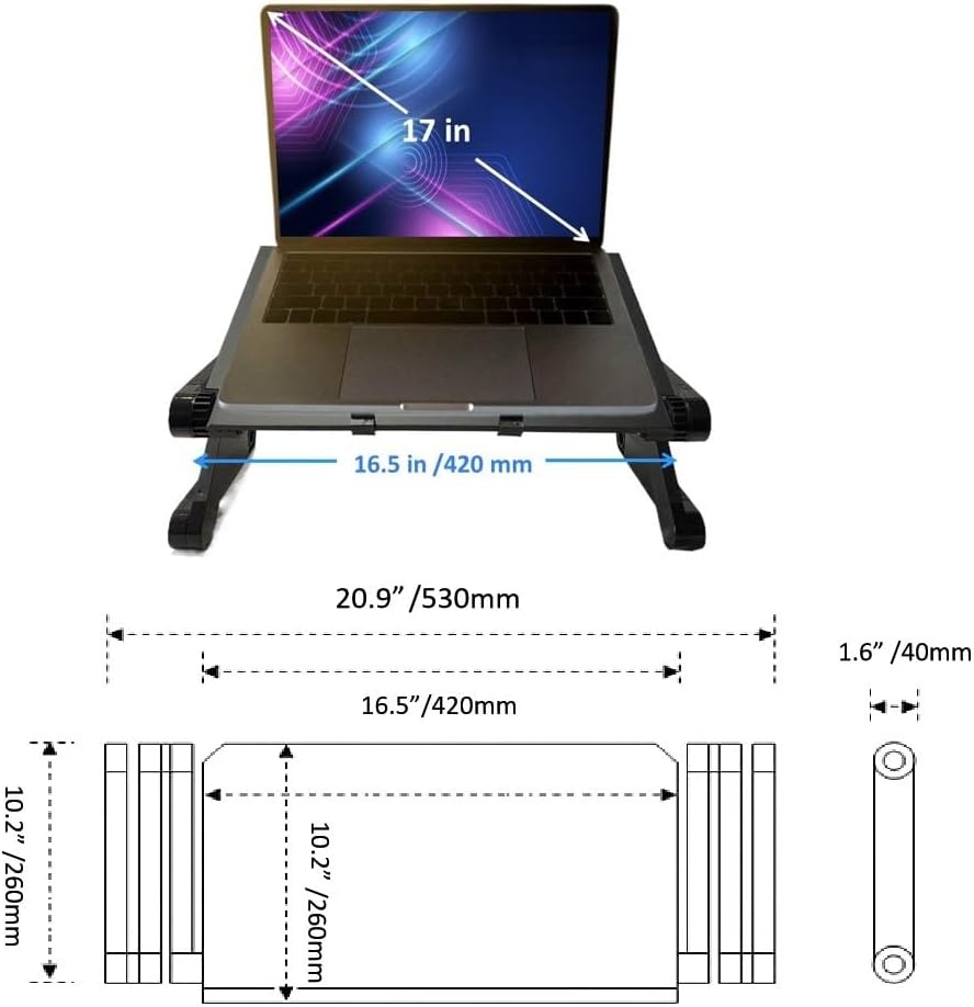 (420 260mm, Adjustable Laptop Computer Lap Desk Portable Multifunctional Cooling Ergonomic Vented Table TV Bed Tray