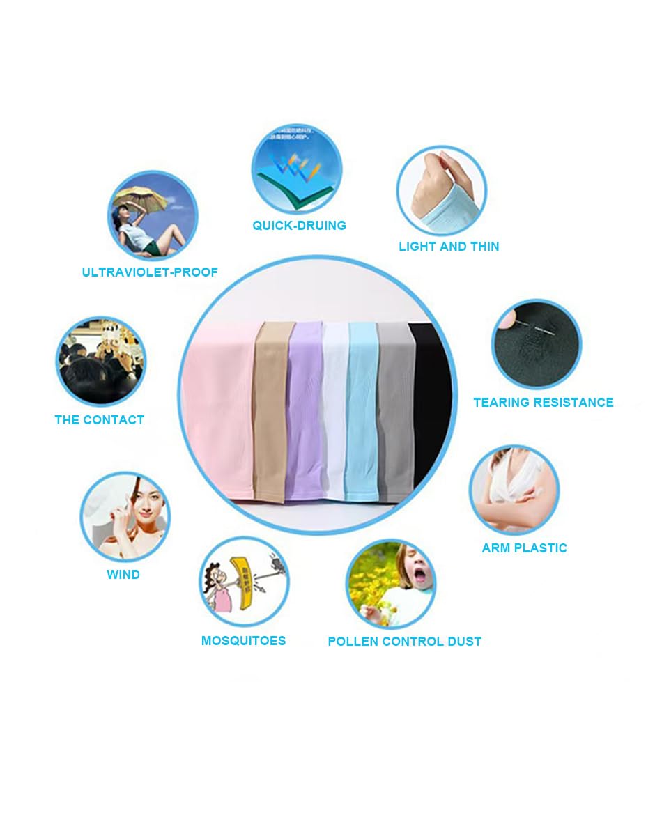 6 Pairs UV Protection Arm Sleeves for Men Women Cooling Compression Sleeves with Tattoo Cover Up Elasticity Sun Sleeve with Anti-Slip Cuffs for Football Work & Outdoor Sports Breathable Sweat-Wicking
