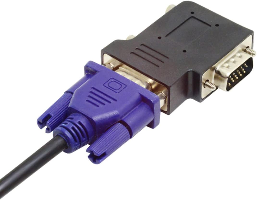 chenyang HDB15Pin 90 VGA Connectors,VGA SVGA D-Sub Male to Female Degree Left Angled Gender Changer Video Graphics