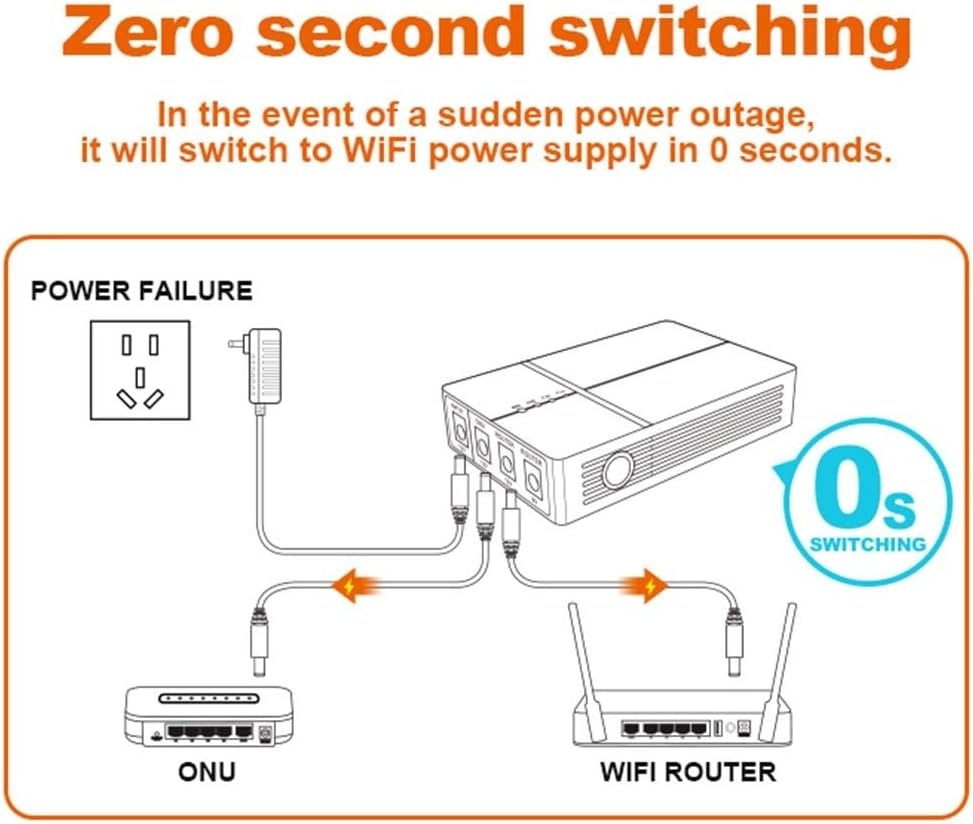 Generic 12V 9V 7800MAh 6 Uninterruptible Power Supply for Router Modem Output Battery Hours Runtime UPS Backup Power