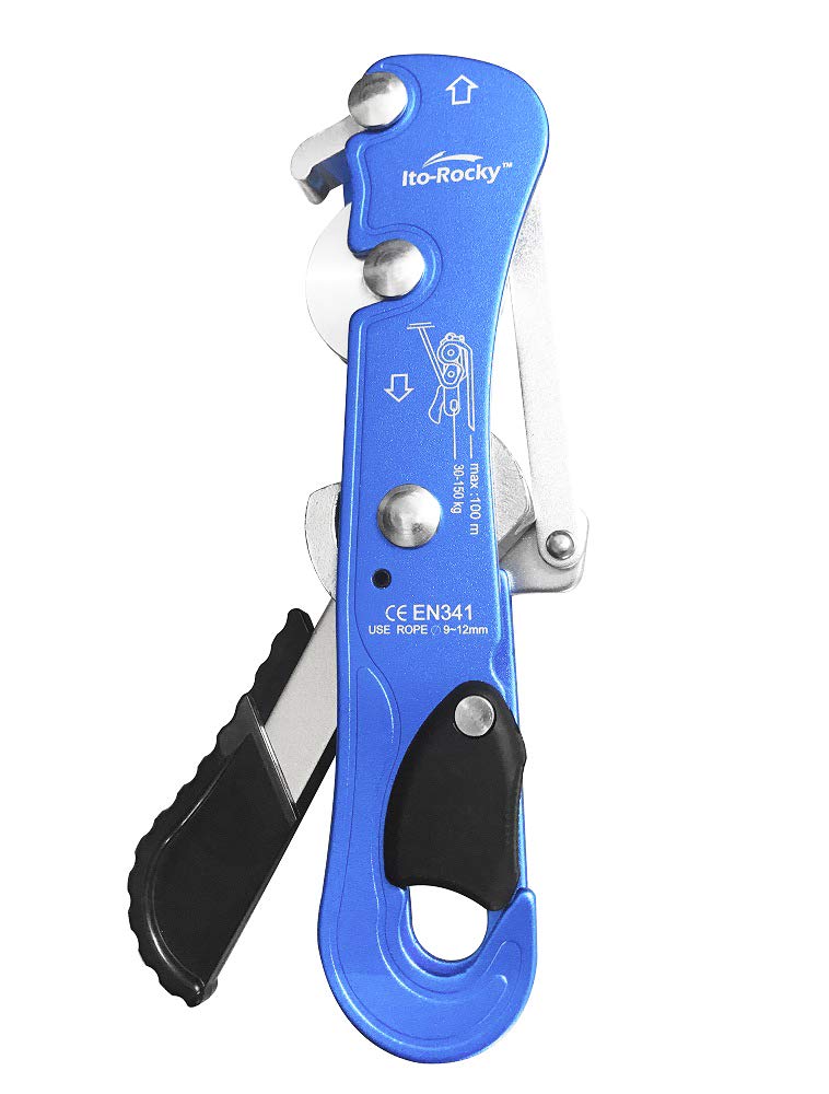 Ito Rocky Climbing Stop Descender Rappelling Anti-Panic Belay Devices for 9-12mm Rope Rescue Equipment Hand Controls Desingned