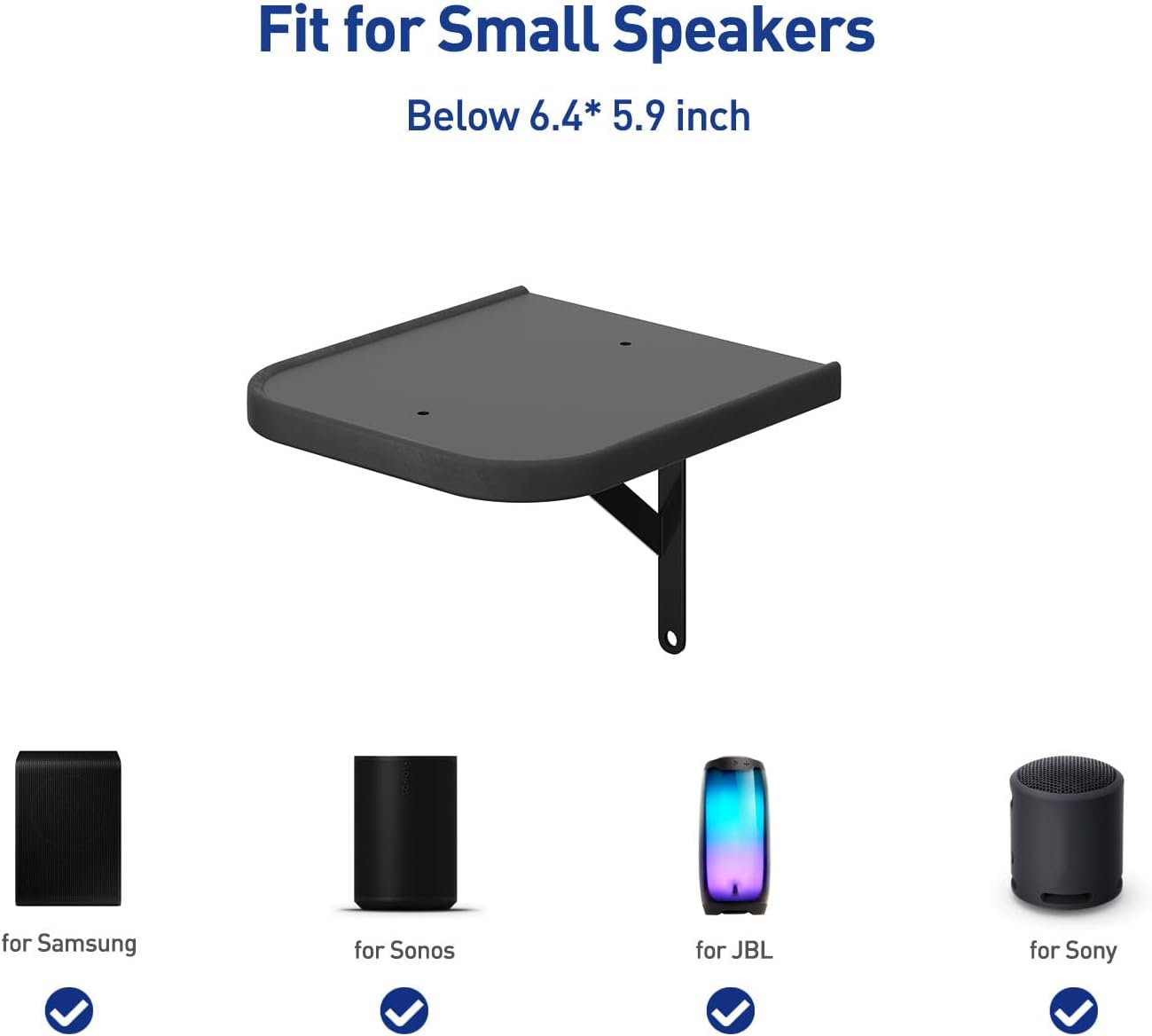 AREAJD Set 2 of Universal Small Rear Speaker Wall Mount Shelf Surround Sound Speaker Stand Bookshelf for Samsung, Roku
