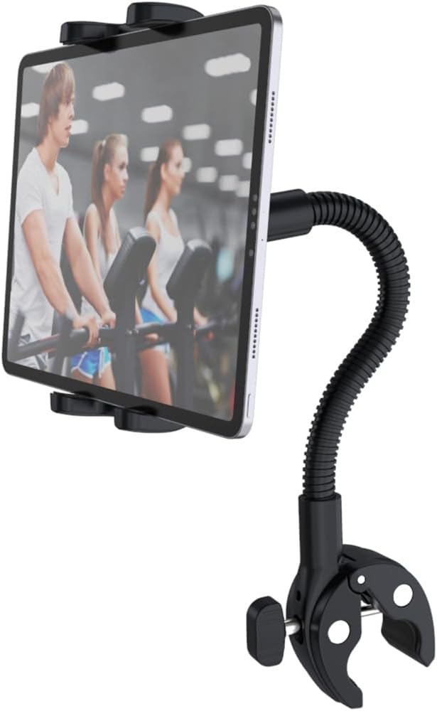 Cuxwill 4-13" Tablet Holder Bike Mount Fit iPad Phone for Peloton Treadmill, Upgrade Goosencek Clamp Mount for Spin