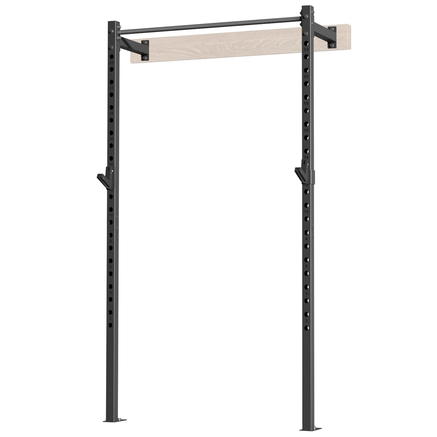 SPORTSOUL Wall Mounted Half Rack, 900lbs Squat Rack with Pull Up Bar for Home Gym, Space-Saving 2"x2" Pull-Up Station with Adjustable J-Hooks for Garage & Apartment (Black)