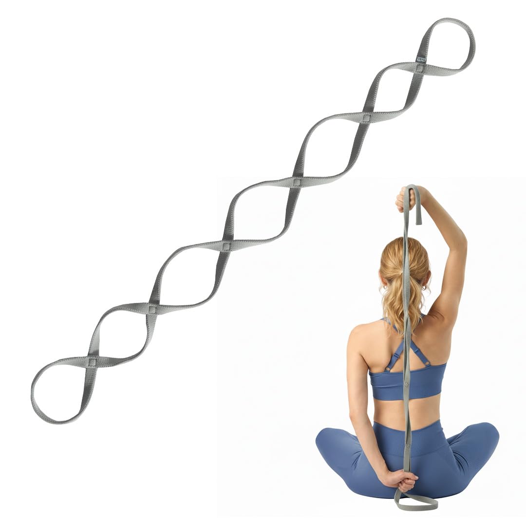 VRTX Stretch Straps for Exercise | Yoga & Pilates Stretching Bands w/ 7 Loops | Resistance Bands for Fitness Workout, Home Gym, Physical Therapy | Soft Mesh Cloth, Durable – X-Light (2-15lbs)