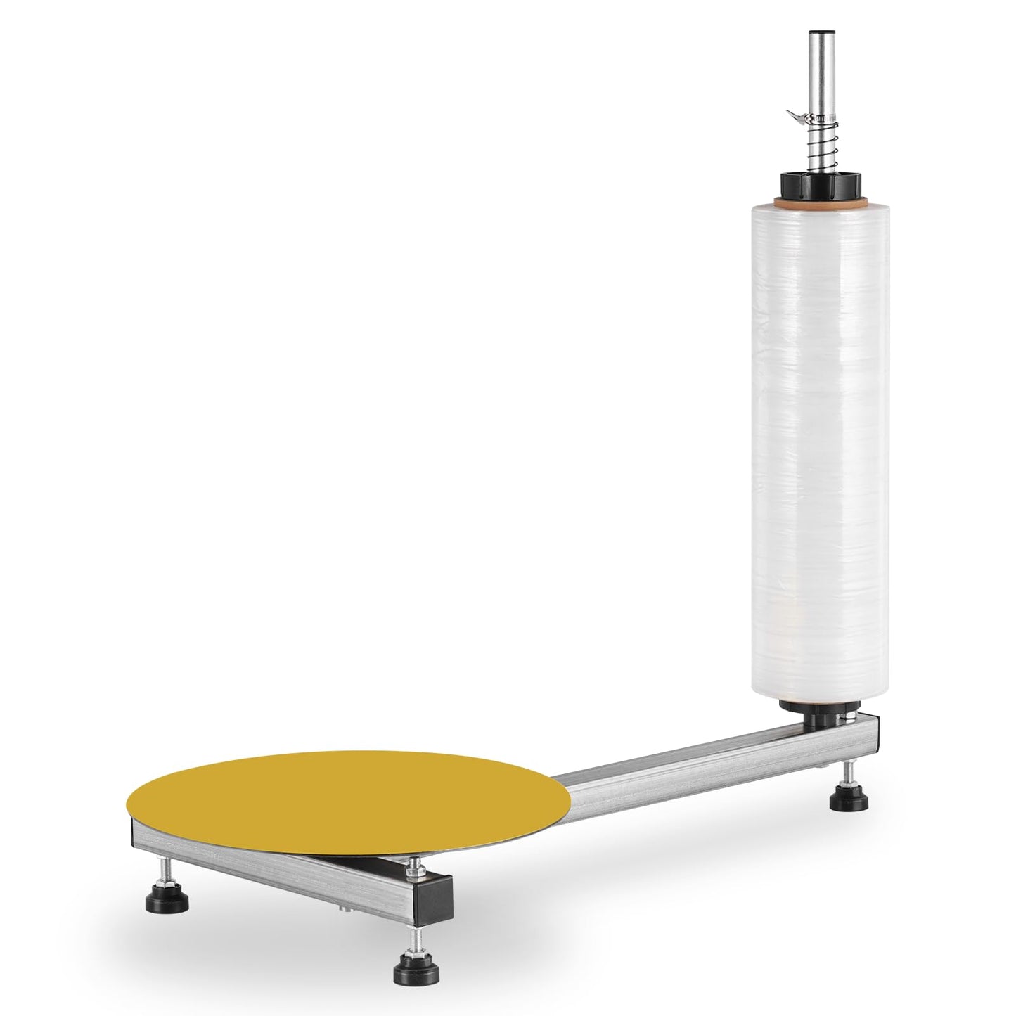 Manual Table Stretch Film Dispenser Wrapping Machine with 15-inch Iron Turntable for 12-20" Stretch Wrap Rolls, Manual Pallet Wrapper Bench for Small Business Packaging, Shipping & Warehousing