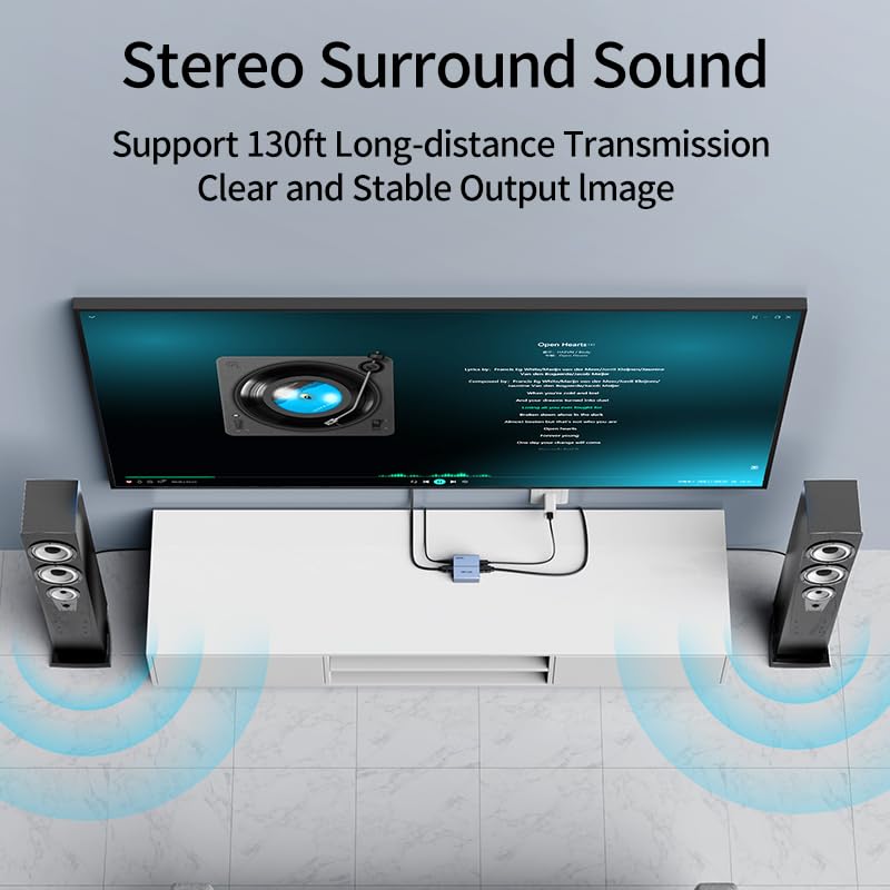 4k@60Hz, 192KHz 3.5mm HDMI ARC Audio Extractor HDMI Audio Converter with Optical S/PDIF & AUX Output for Blu-Ray