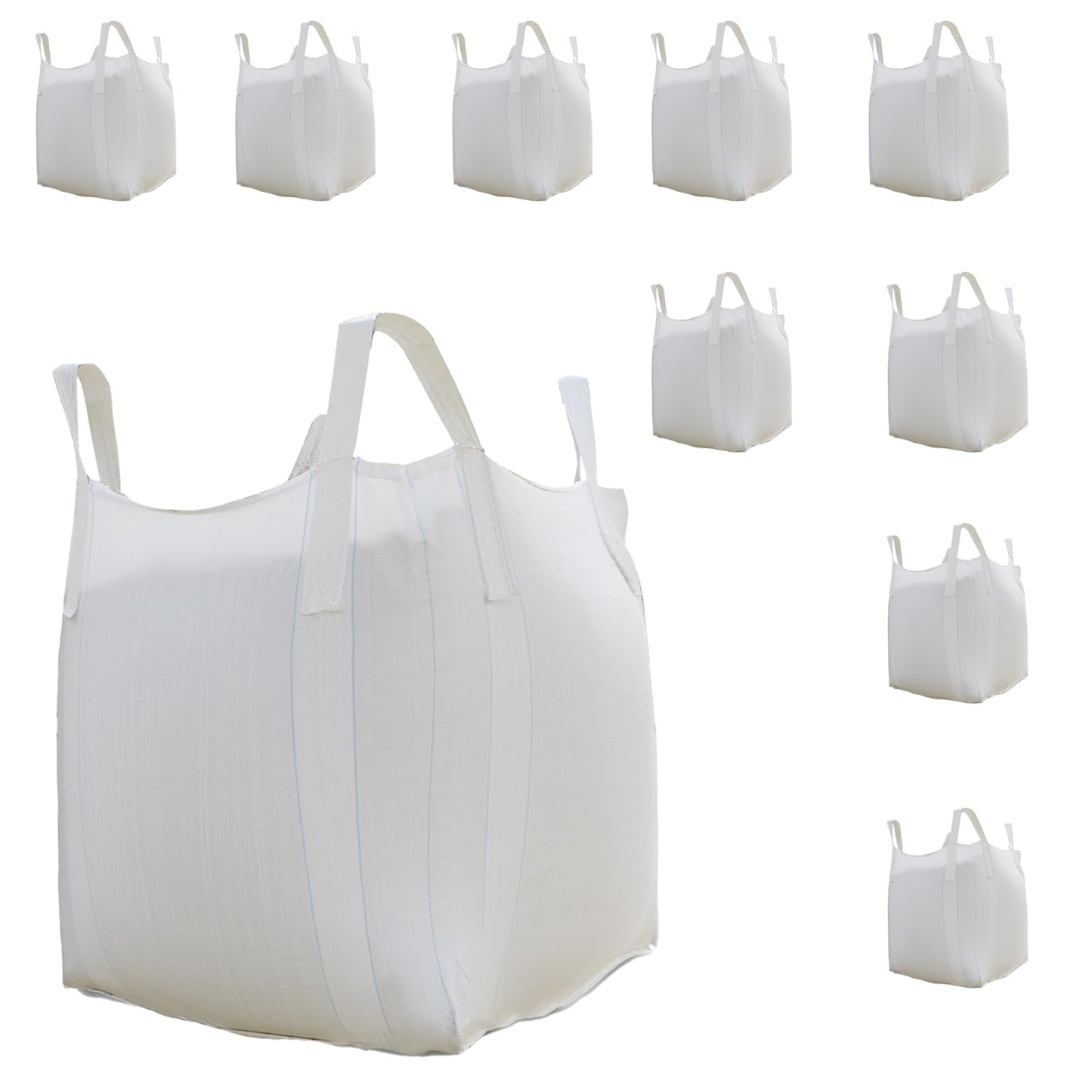 S-Helper FIBC Bulk Bag - 2650 lbs Capacity, 39x39x39 inches, Polypropylene (PP), Open Top, White, Rectangular, Reusable, 10-Pack