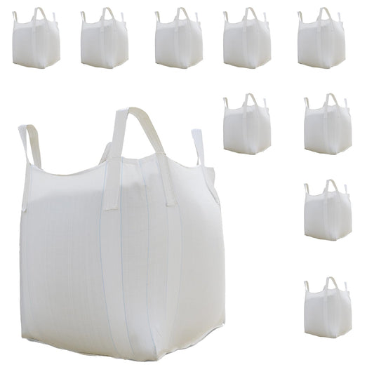 S-Helper FIBC Bulk Bag - 2650 lbs Capacity, 39x39x39 inches, Polypropylene (PP), Open Top, White, Rectangular, Reusable, 10-Pack