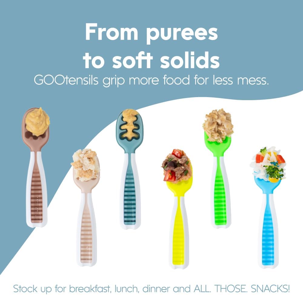 NumNum Baby Spoons Set - Silicone Pre-Spoon GOOtensils for Self-Feeding & Teething | 6-Pack, BPA-Free, Ages 6+ Months