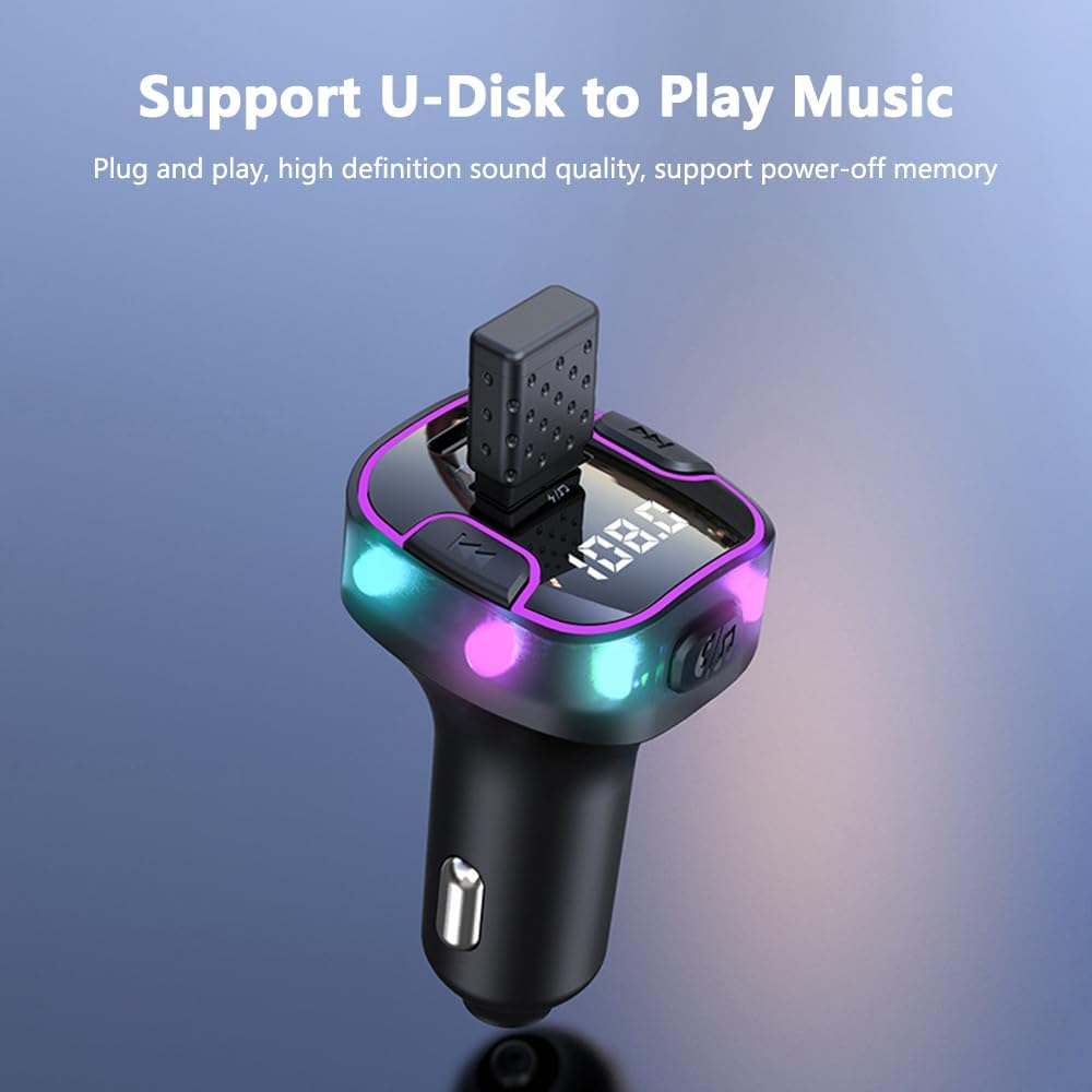 Alanph 5.3 &QC3.0 Bluetooth Car Adapter, PD Fast Charging FM Radio Transmitter for Car, Radio Bluetooth Receiver