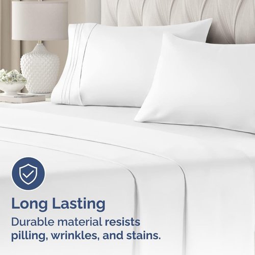 King Pillow Cases by [Brand Name] - Ultra Soft Hotel Quality Covers | Wrinkle-Free, Stain-Resistant - 4 Piece Set in White