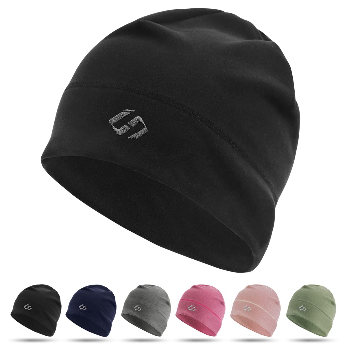HASAGEI Thermal Running Hat - Men's Skull Cap Cycling Cap Under Helmet Black