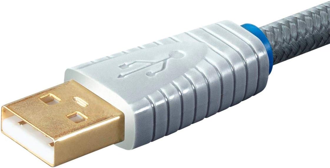 22AWG, 2 Monolith USB Digital Audio Cable - USB Type-A to USB Type-B, Gold-Plated Connectors, Meter, Gray