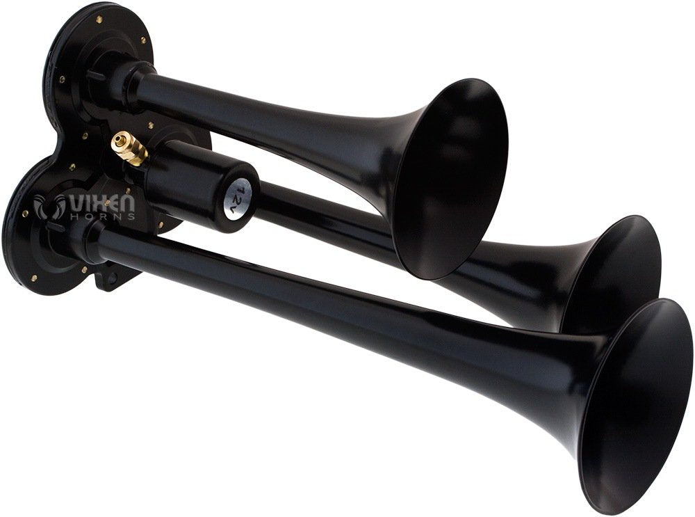 Vixen Horns Train Horn Kit for Trucks/Car/Semi. Complete Onboard System- 200psi Air Compressor, 2.5 Gallon Tank, 3 Trumpets. Super Loud dB. Fits Vehicles like Pickup/Jeep/RV/SUV 12v VXO8325/3114B