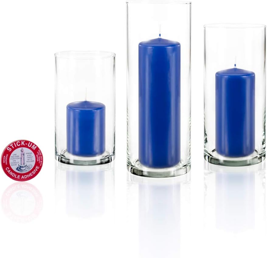yummi Set of 12 Slim Pillars and Cylinder Vases - Royal Blue