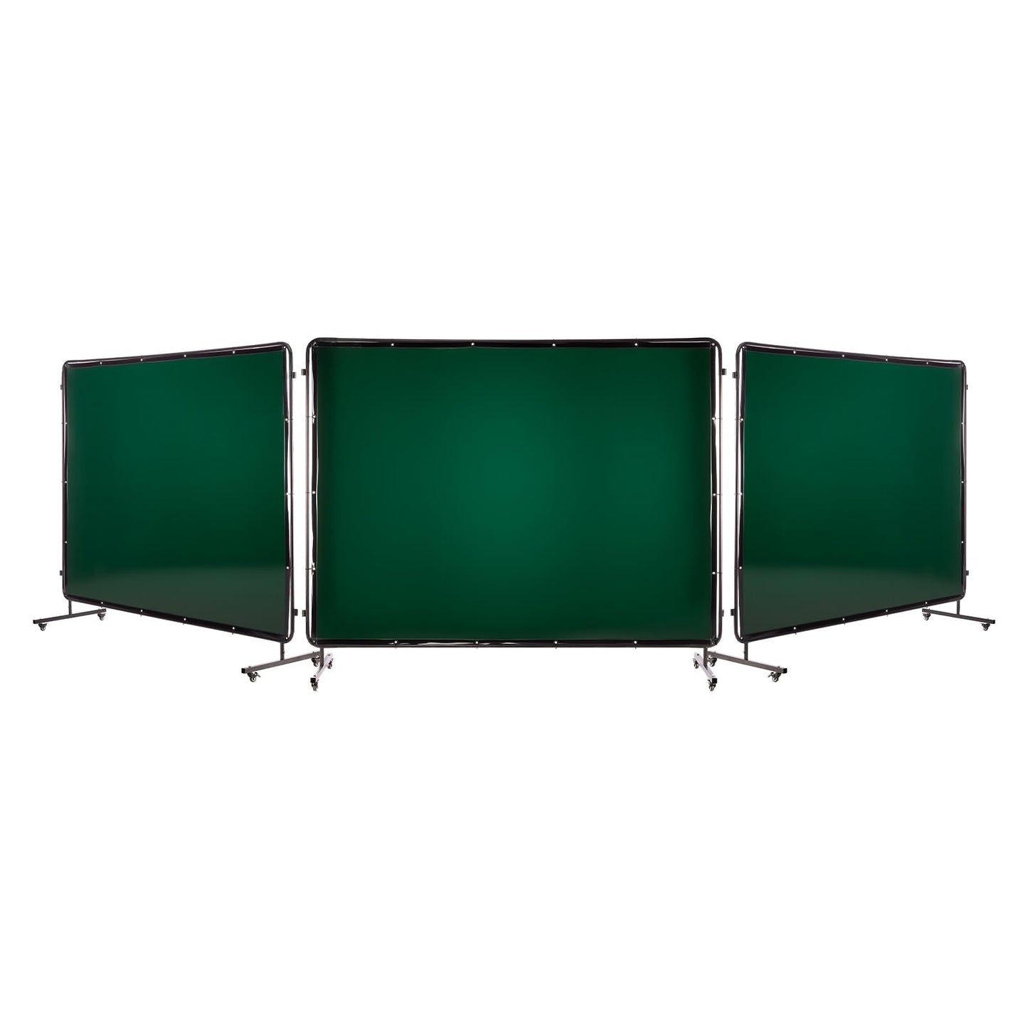 VEVOR Welding Screen with Frame, 3-Panel 6 x 8 FT Welding Curtain Screen, Flame-Resistant Vinyl Safety Protection Screens with 12 Wheels & 6-Level UV Protection for Workshop/Industrial Use, Dark Green