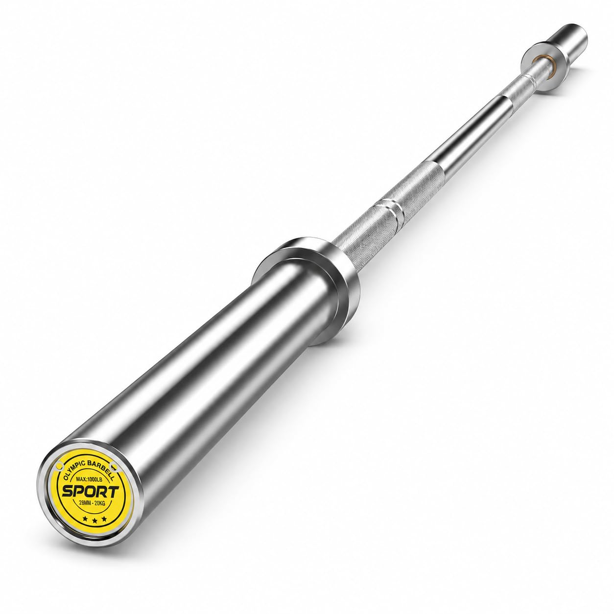 7ft Olympic Barbell 20kg/44Lbs, 1000LB Weight Capacity, 190K PSI High Tensile Strength Weightlifting Bar with 2-Inch Sleeves & 8 Needle Bearings for Home Gym Strength Training