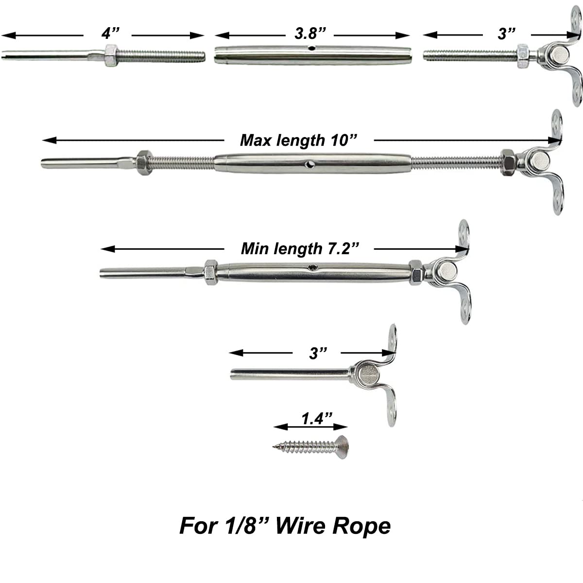 Sowtowe T316 Marine Grade Stainless Steel Cable Railing Hardware Kit for 1/8 Inch Cable Railing System, 32 Pairs, Adjustable Angle