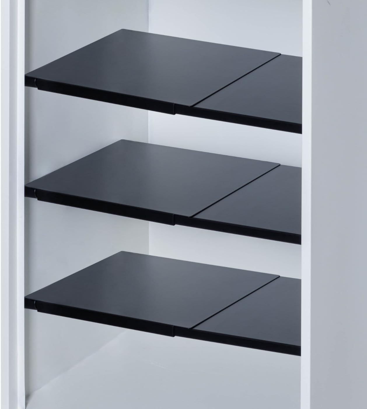 Home in Bold 10''-16.5'' Adjustable Locker Organizer | Metal, Heavy Duty Steel Locker Organizer for School & Gym | Expandable Tension Shelf | Locker Divider Shelf Black