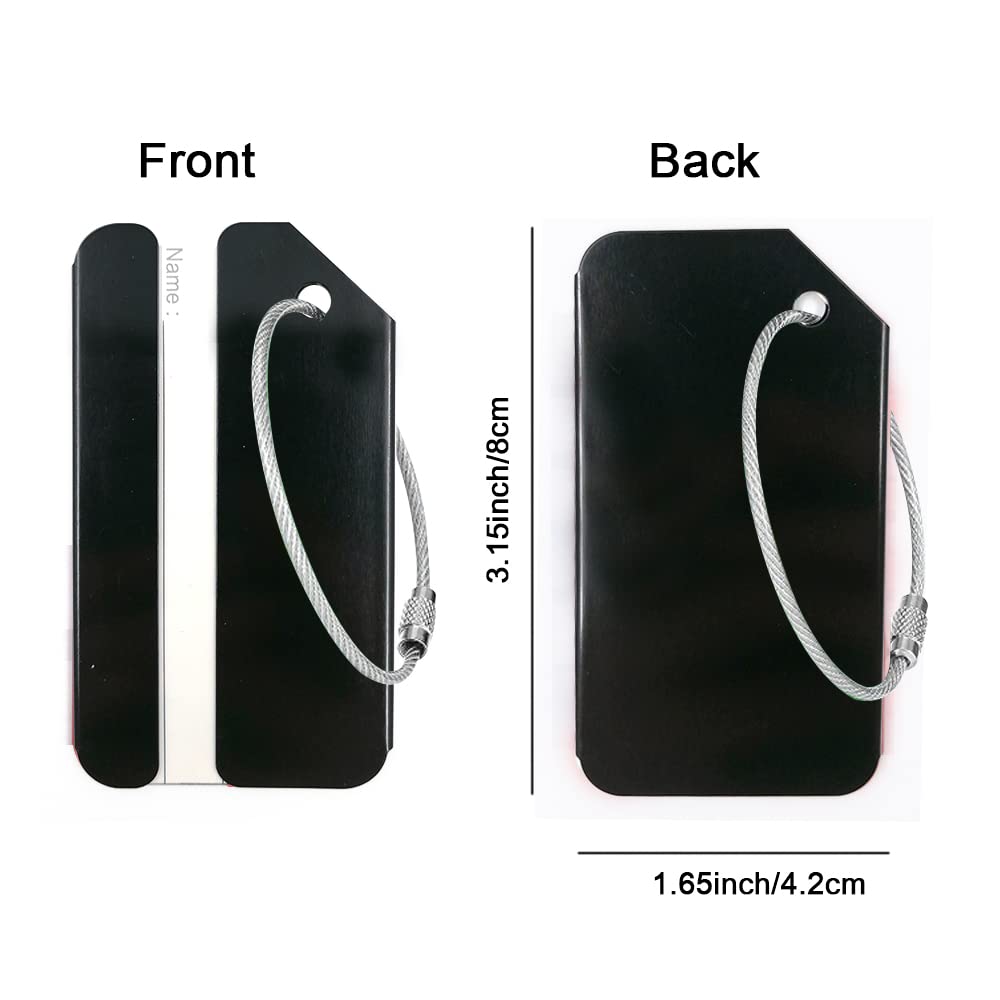 2Pack Black Aluminum Luggage Tag with Name ID Card Perfect to Quickly Spot Luggage Suitcase by Ovener