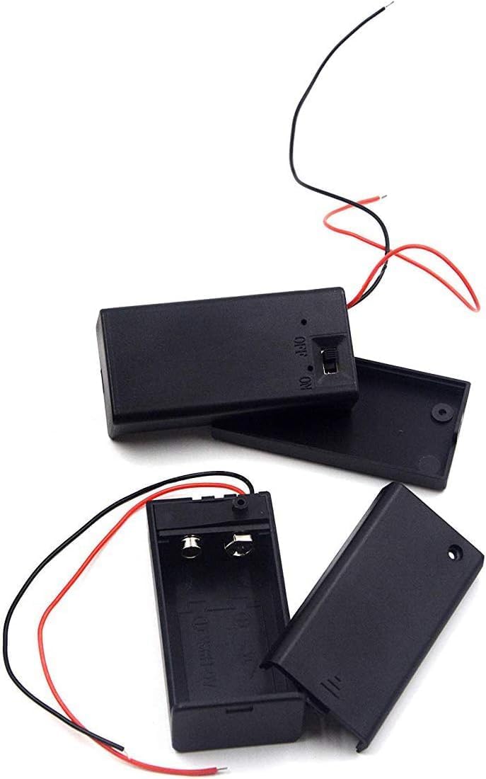 LampVPath (Pack 2 9v 9 9v of Battery Holder, Volt Battery Holder with Switch, Battery Case with Switch