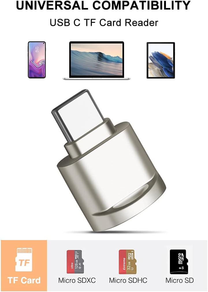 Mepsies 17/16/15, Micro SD Card Reader, USB C to SD Card Reader, Type C TF Memory Card Reader with USB C to USB