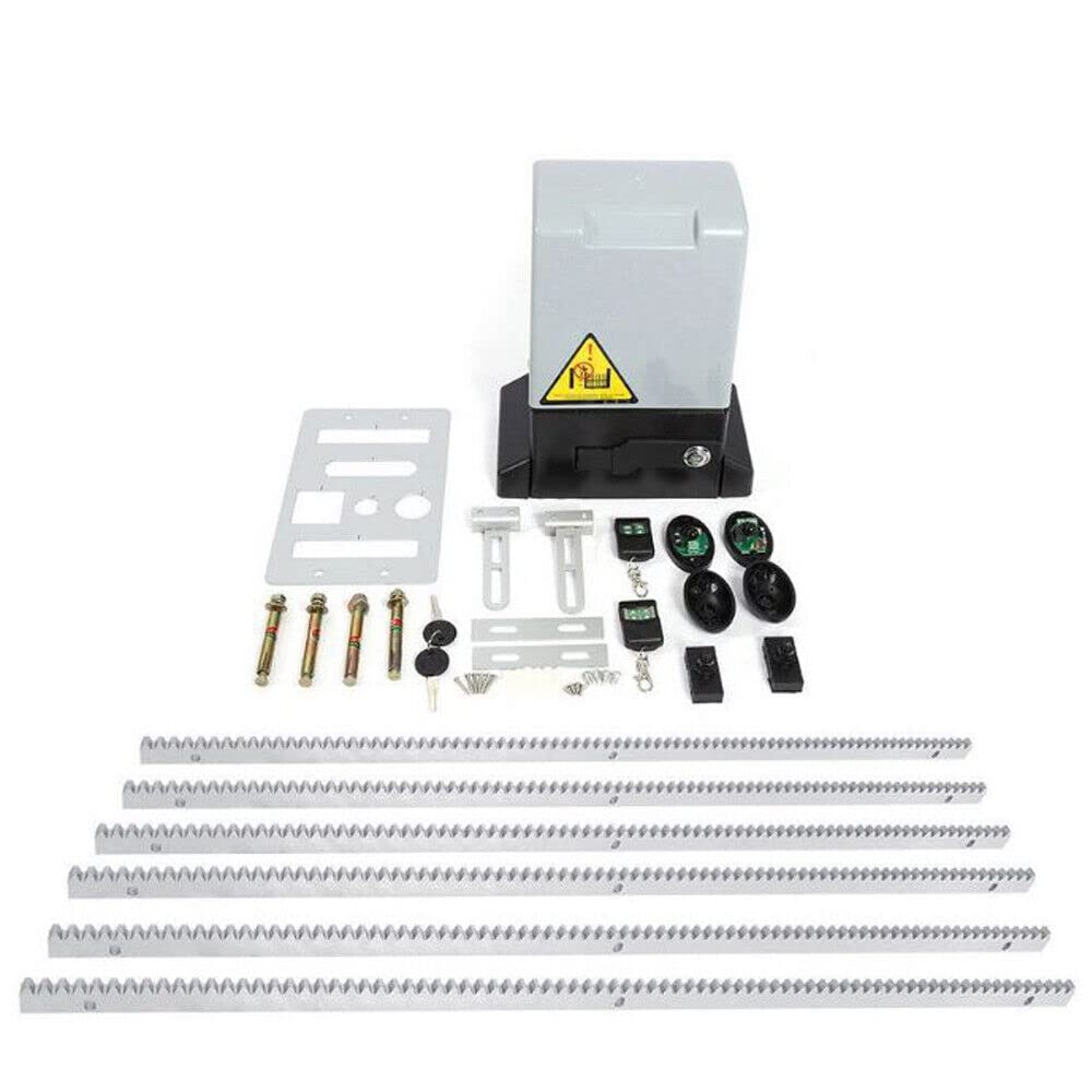 LyeXD 550W Automatic Sliding Gate Opener, 1200kg Heavy Duty Slide Gate Opener with 2 Remote Controls Complete Kit, Electric Opening Chain Drive Rolling Gate Motor for Iron Door (Battery Not Included)