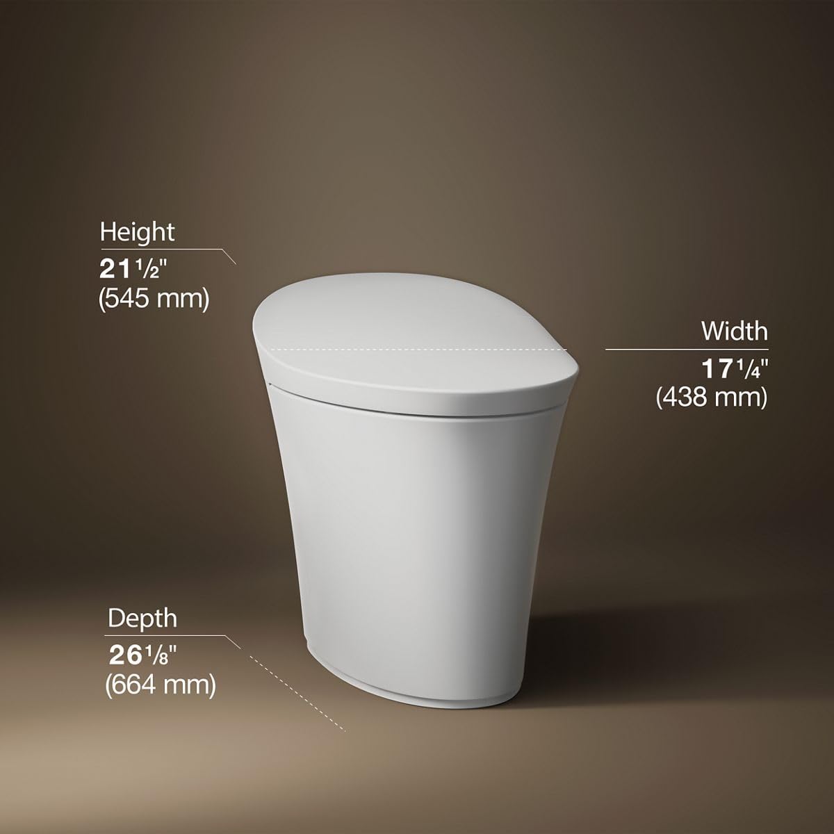 KOHLER K-5401-PA-0 Veil One-Piece Elongated Dual-Flush Intelligent Toilet, Smart Bidet Toilet, White